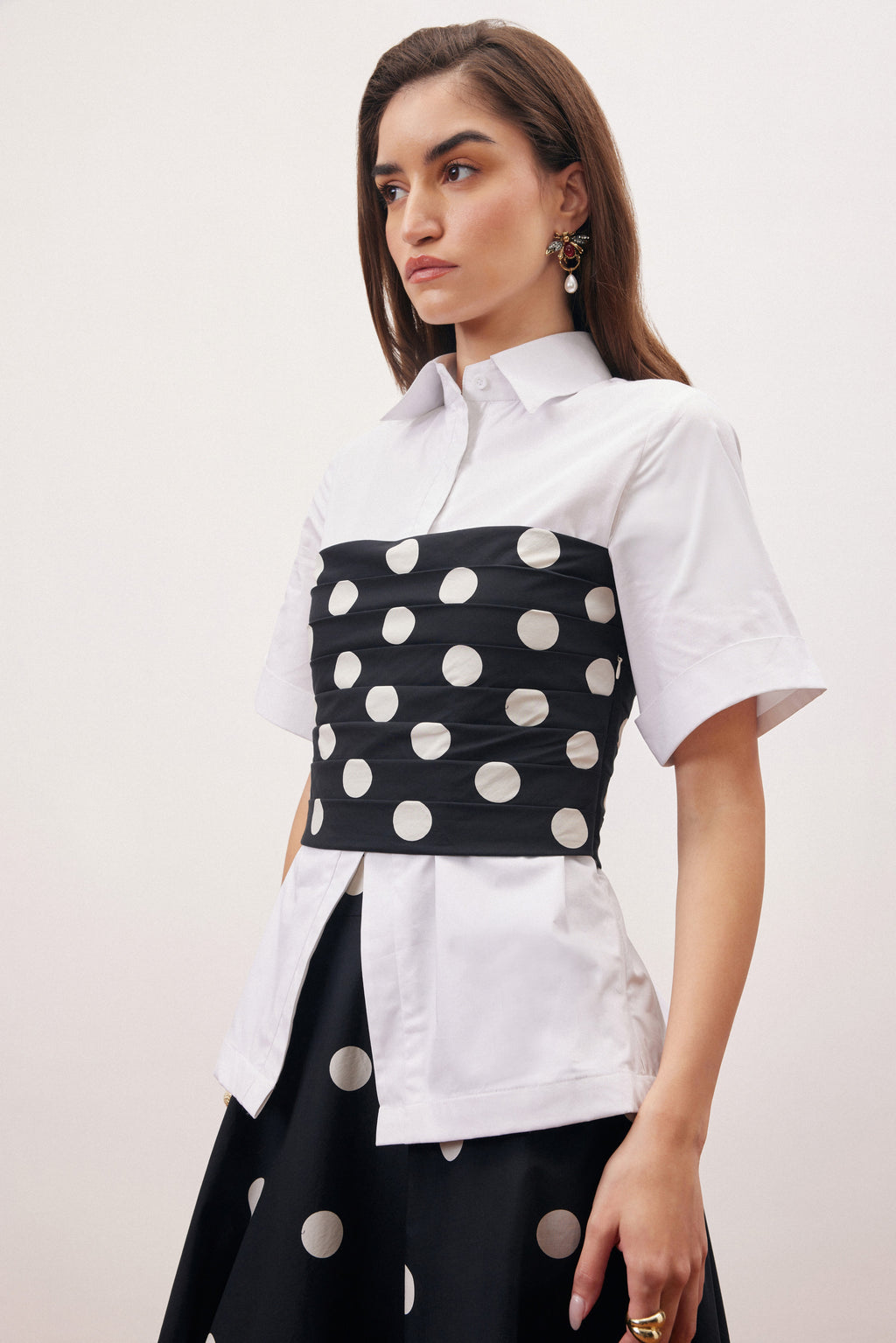 POLKA SHIRT AND SKIRT DRESS