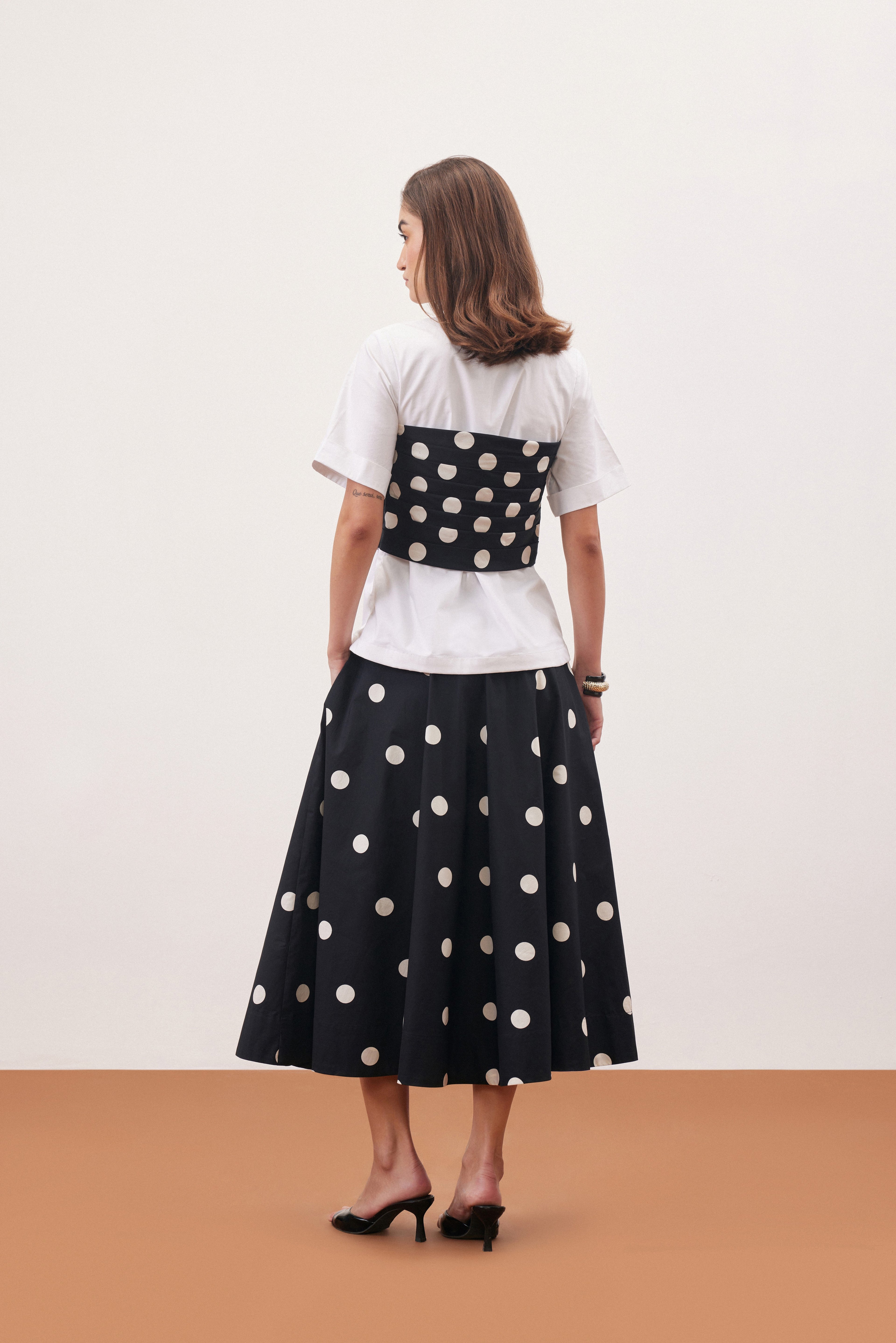POLKA SHIRT AND SKIRT DRESS
