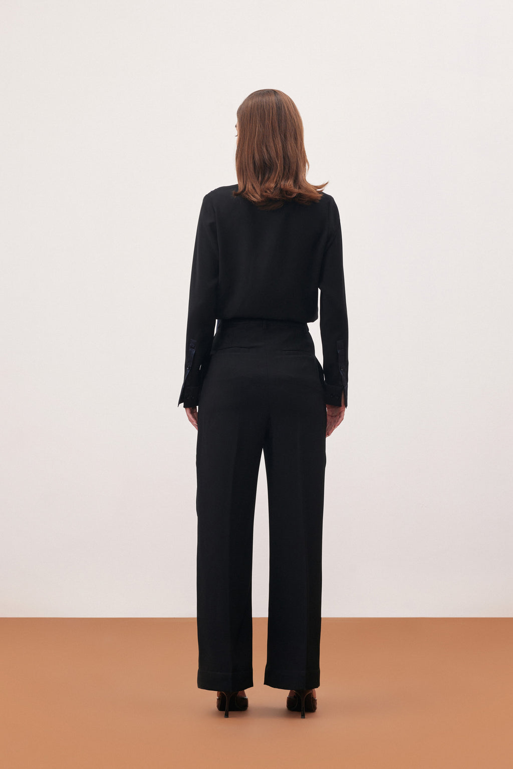 BLACK SHIRT & TROUSER SET (SCARF DETAIL)