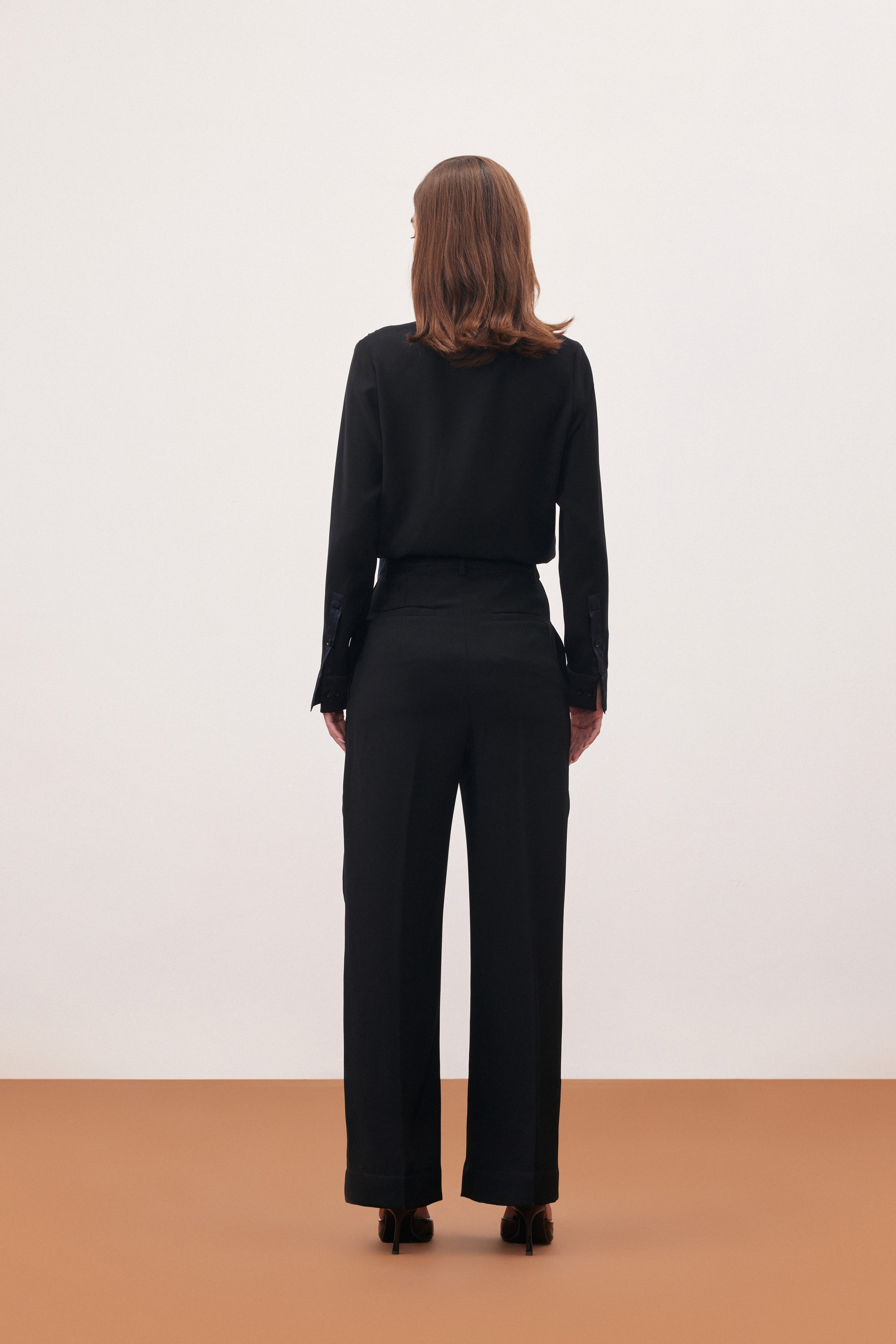 BLACK SHIRT & TROUSER SET (SCARF DETAIL)