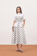 POLKA SHIRT AND SKIRT DRESS WHITE