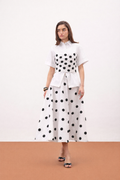 POLKA SHIRT AND SKIRT DRESS WHITE