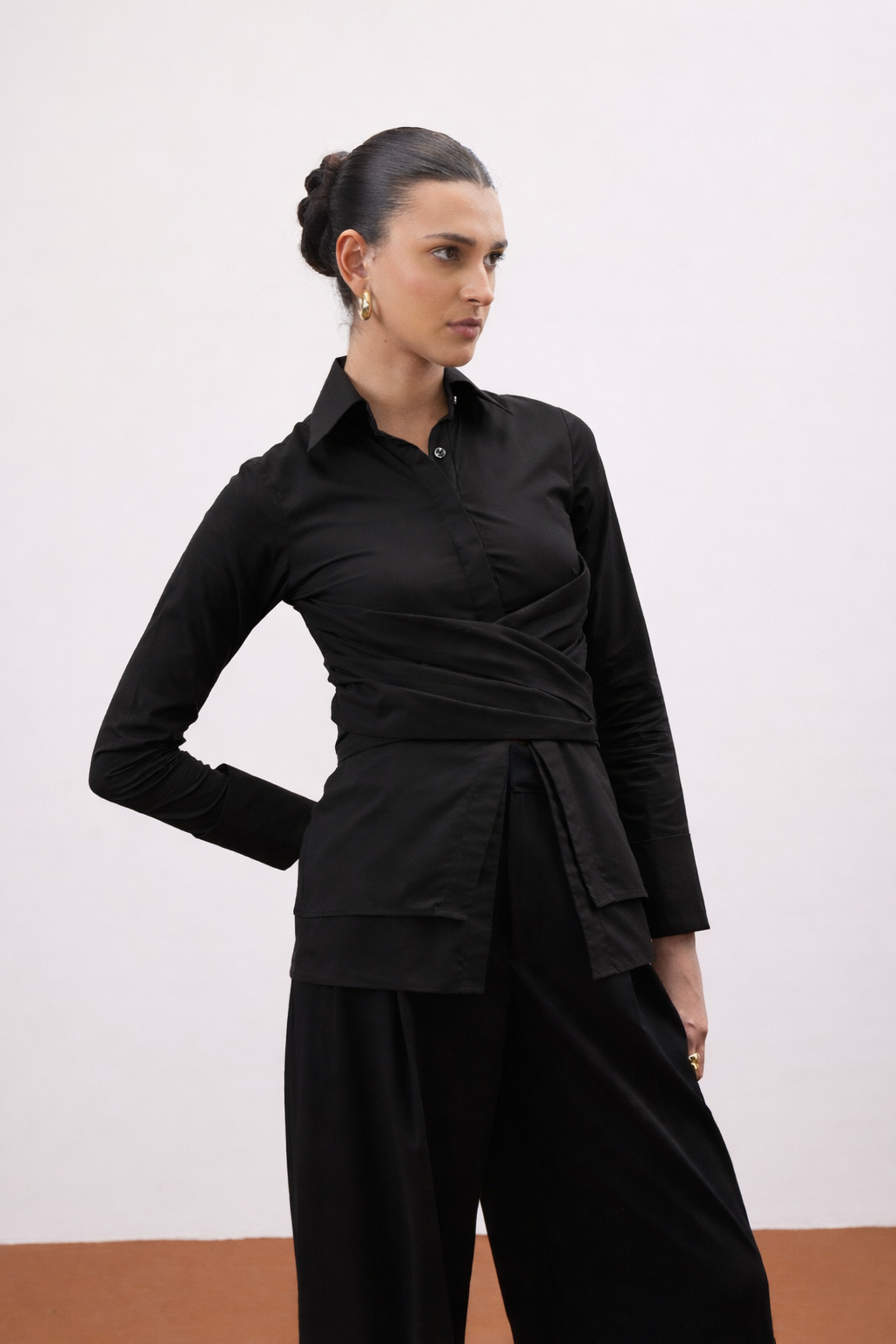 COCOA WRAP SHIRT BLACK