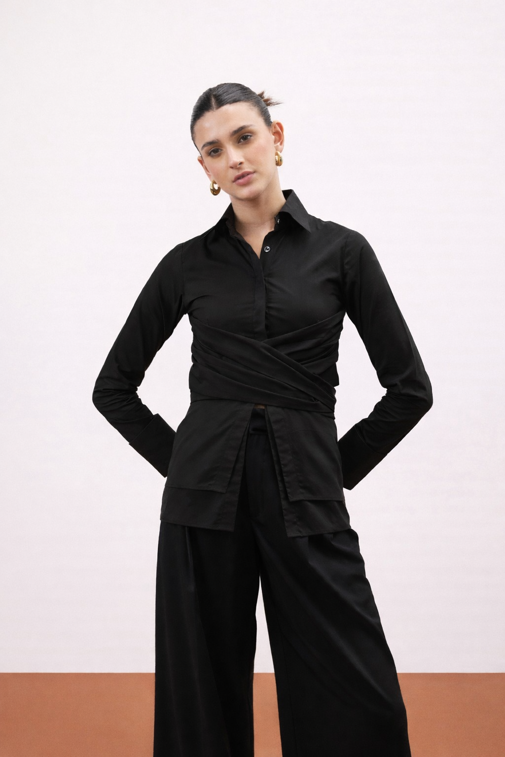 COCOA WRAP SHIRT BLACK